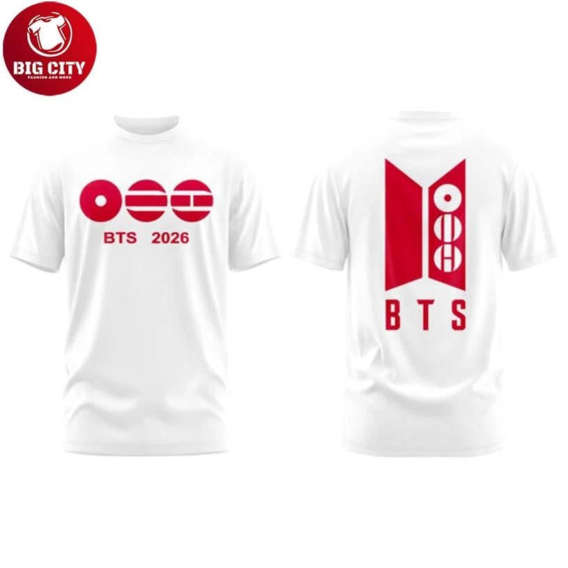 BTS World Tour 2026 We Are Back White Two Sided Shirt