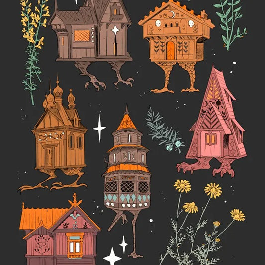 Baba Yaga Houses Art Print (Dark Version) Matte Paper Decorative Wall Artwork for Room Ornaments & Plants T-Shirts,...
