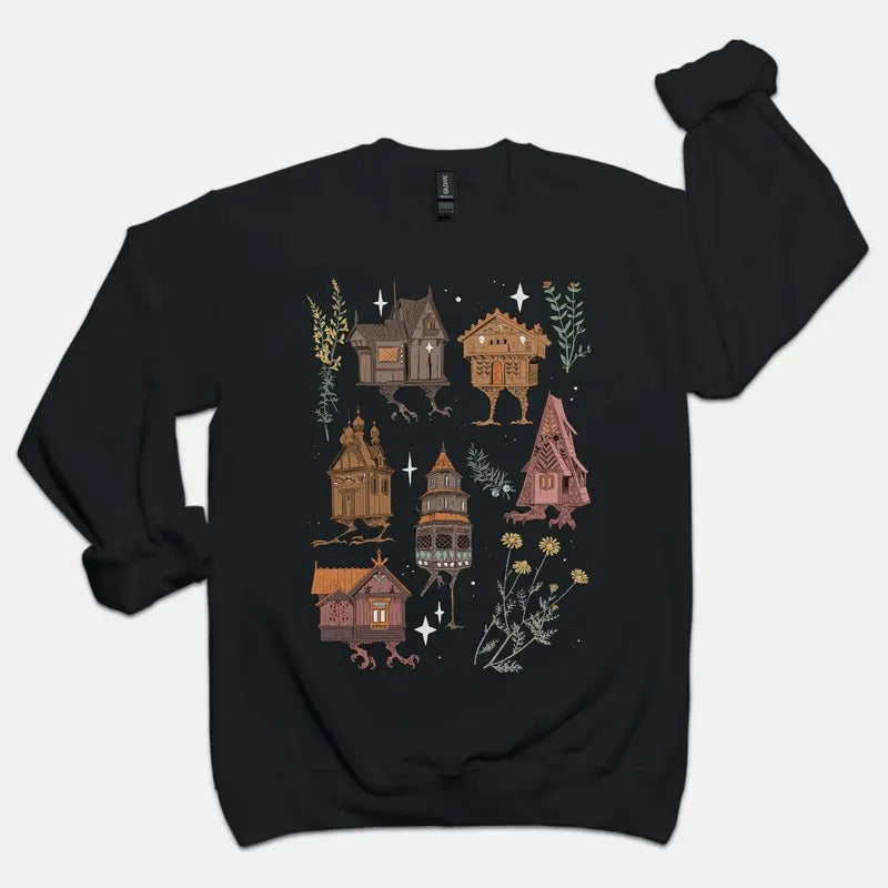Baba Yaga Houses Crewneck Sweater Pullover T-Shirts, Hoodie, Sweatshirt | WearSparks.com
