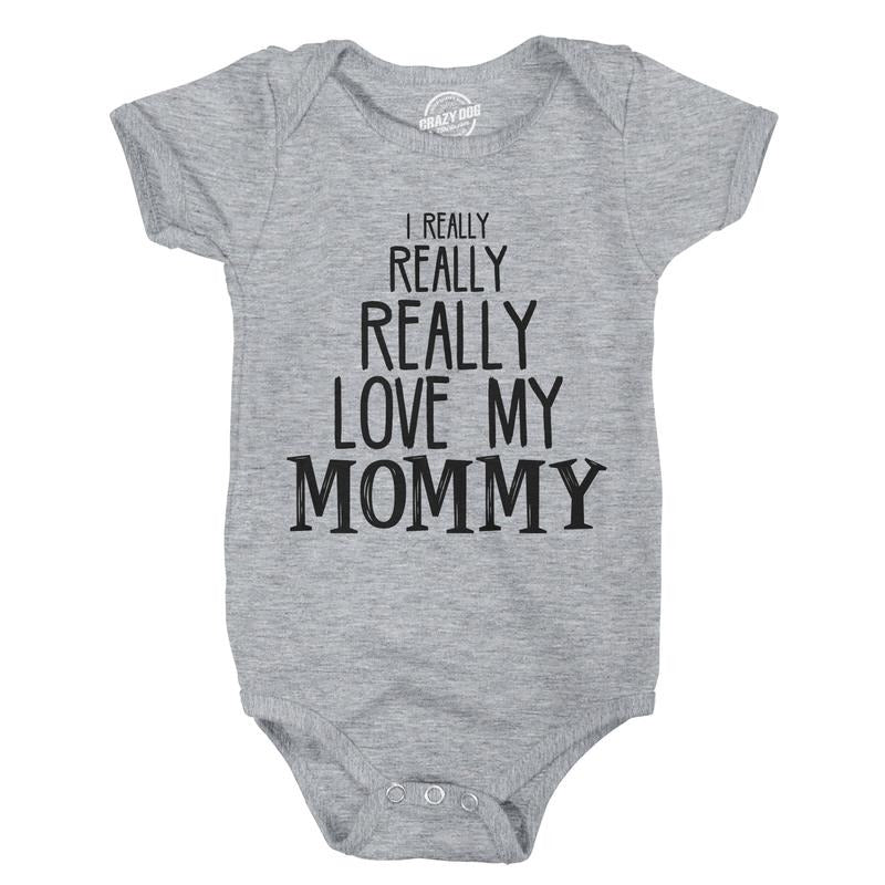 Baby Really Really Love My Mommy Cute Funny Infant Creeper Bodysuit Funny Baby Onesies Mother's Day Onesie for Baby...