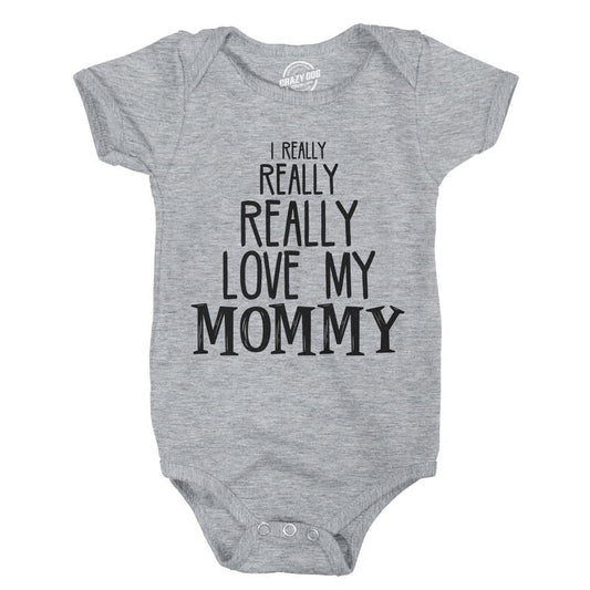 Baby Really Really Love My Mommy Cute Funny Infant Creeper Bodysuit Funny Baby Onesies Mother's Day Onesie for Baby...