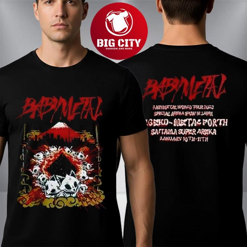 Babymetal World Tour 2025 2026 Pop Up In Tokyo 15th Anniversary On January 7 13 2026 Two Sided Shirt
