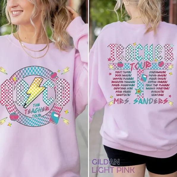 Back To School Personalized ABCD Teacher Sweatshirt, ABCD Teacher Tour Shirt for Kindergarten Teacher, Preschool Teacher...