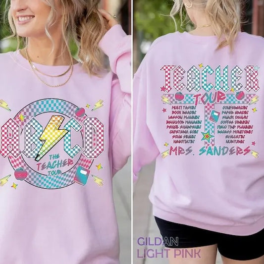 Back To School Personalized ABCD Teacher Sweatshirt, ABCD Teacher Tour Shirt for Kindergarten Teacher, Preschool Teacher...