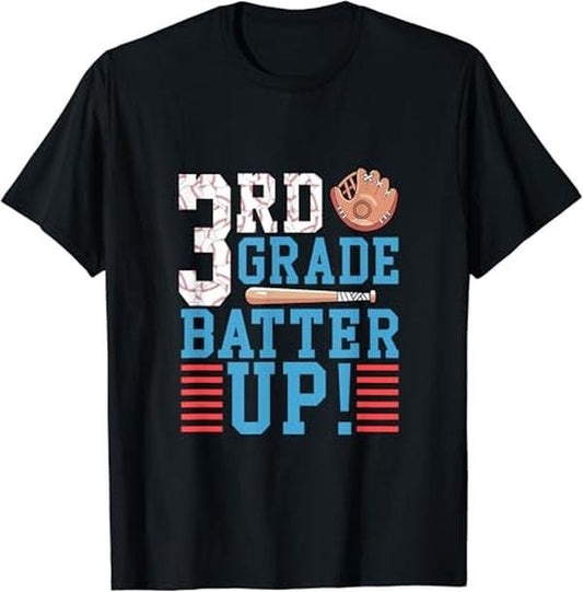 Back To School Shirts, 3rd Grade Back To School Shirt 3rd Grade Batter Up Baseball T-Shirt Cotton Fashion Casual Classic...
