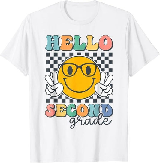Back To School Shirts, Hello Second Grade Teacher Team 2nd Grade Back To School T-Shirt Cotton Fashion Casual Classic...