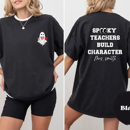 Back To School Spooky Teachers Build Character Custom Halloween Teacher Tshirt Cute Teacher Personalized Gift Funny...