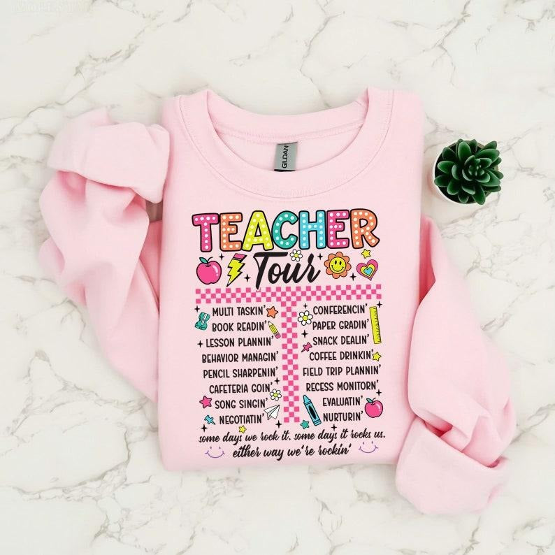 Back To School Tour Retro Teacher Tour T Shirt Sweater Hoodie, ABCD Teacher Tour Shirt, Back To School, End of Year...