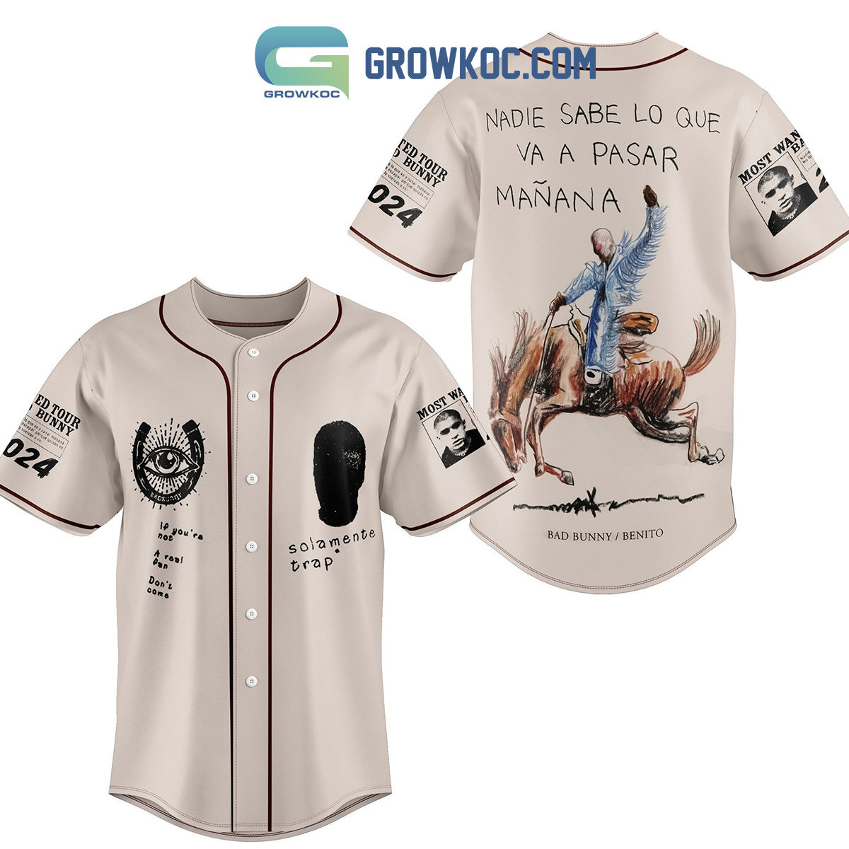 Bad Bunny Benito Most Wanted Tour 2024 Baseball Jersey