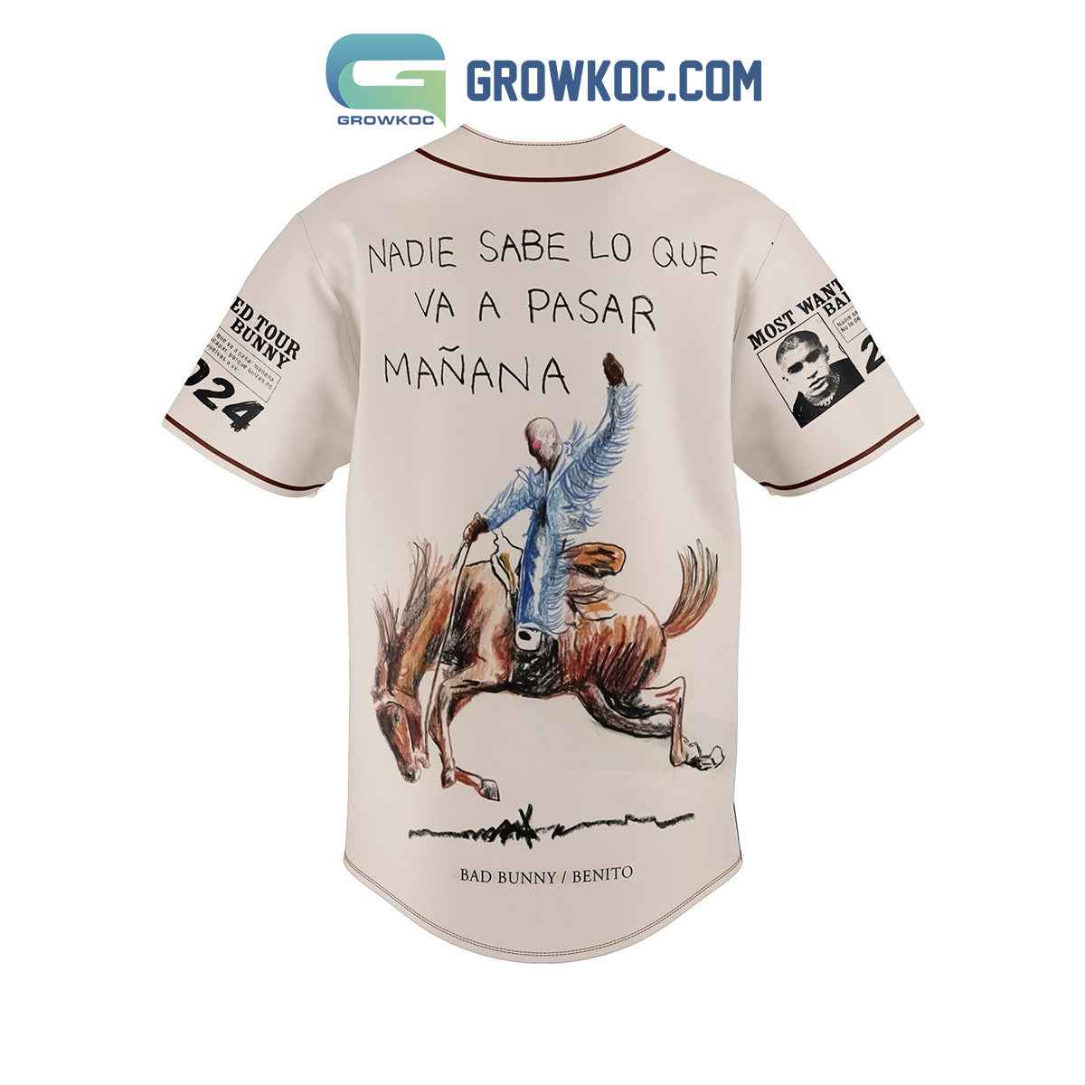 Bad Bunny Benito Most Wanted Tour 2024 Baseball Jersey