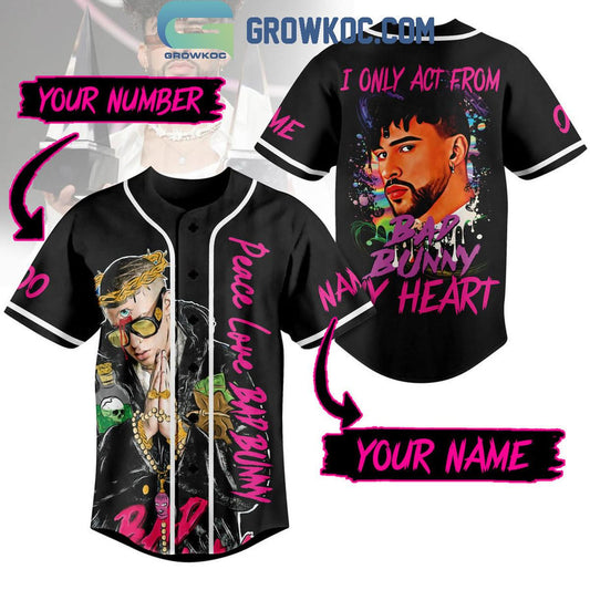 Bad Bunny I Only Act From My Heart Personalized Baseball Jersey