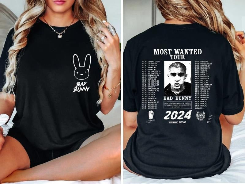 Bad Bunny Most Wanted Tour Shirt All Size Colors Hoodie, Sweatshirt | WearSparks.com
