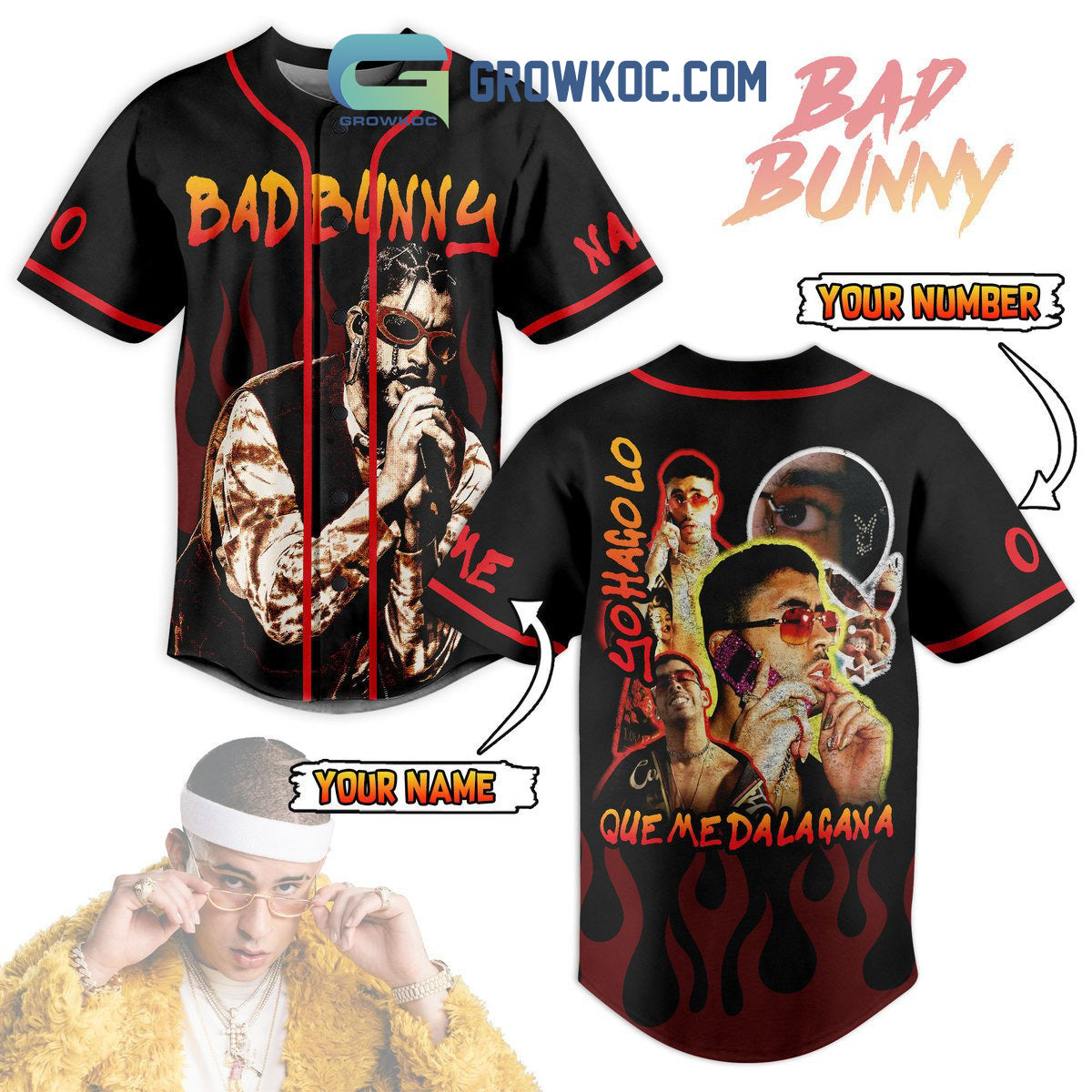 Bad Bunny Yohagolo Quemedalagana Personalized Baseball Jersey