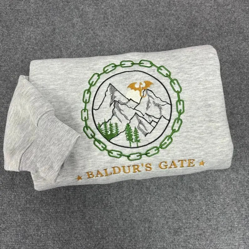 Baldur's Gate 3 Embroidered Sweatshirts, Outdoor Adventure Shirt, Fantasy and Gaming Apparel, Spellcaster Shirt Hoodie