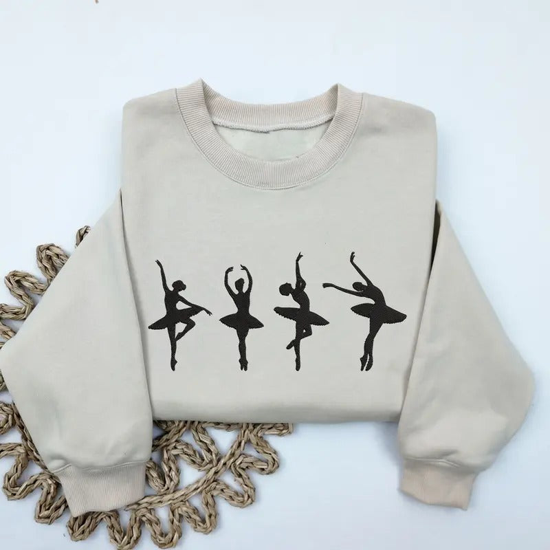 Ballet Embroidered Sweatshirt, Ballerina Sweater, Ballerina Sweatshirt, Dance Mom Crewneck, Gift For Dancer T-Shirts, Hoodie