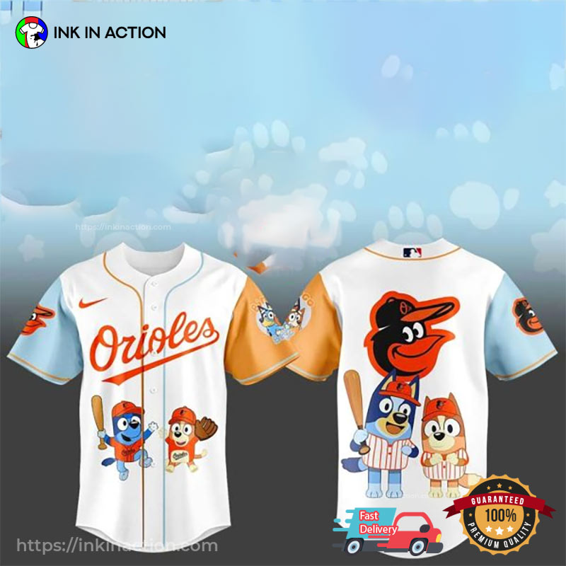 Baltimore Orioles Bluey And Bingo Baseball Jersey