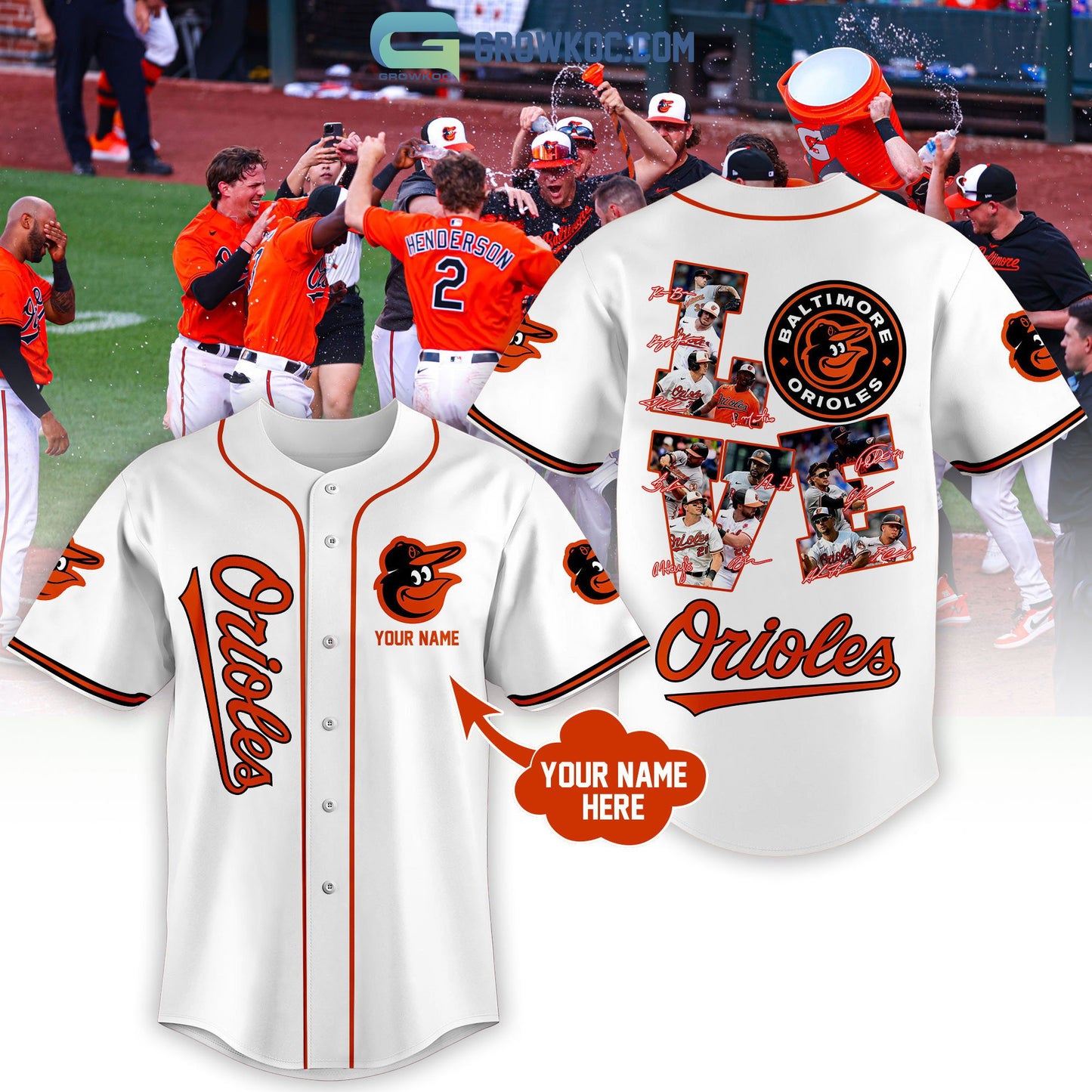 Baltimore Orioles Love Team Personalized Baseball Jersey