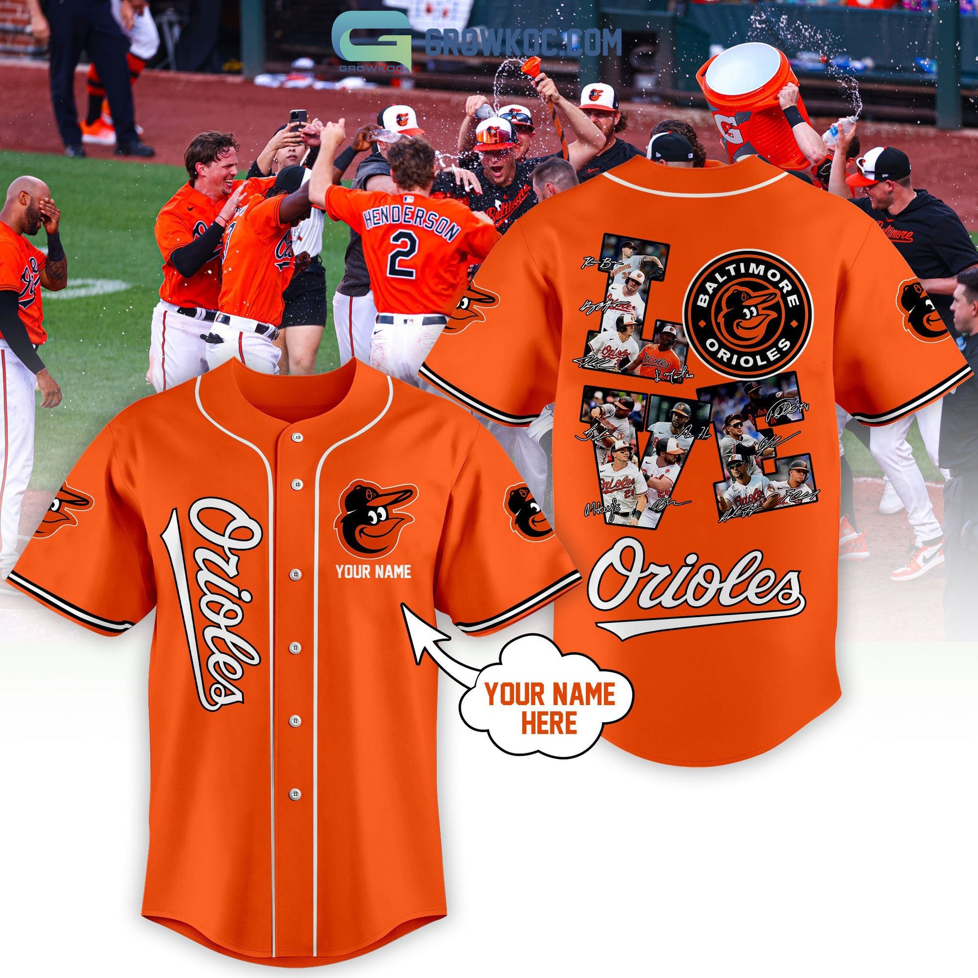 Baltimore Orioles Love Team Personalized Orange Design Baseball Jersey