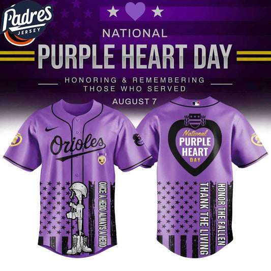 Baltimore Orioles MLB X Purple Heart Day Personalized Baseball Jersey - Padres Jersey Oasis: Elevate Your Baseball Style...