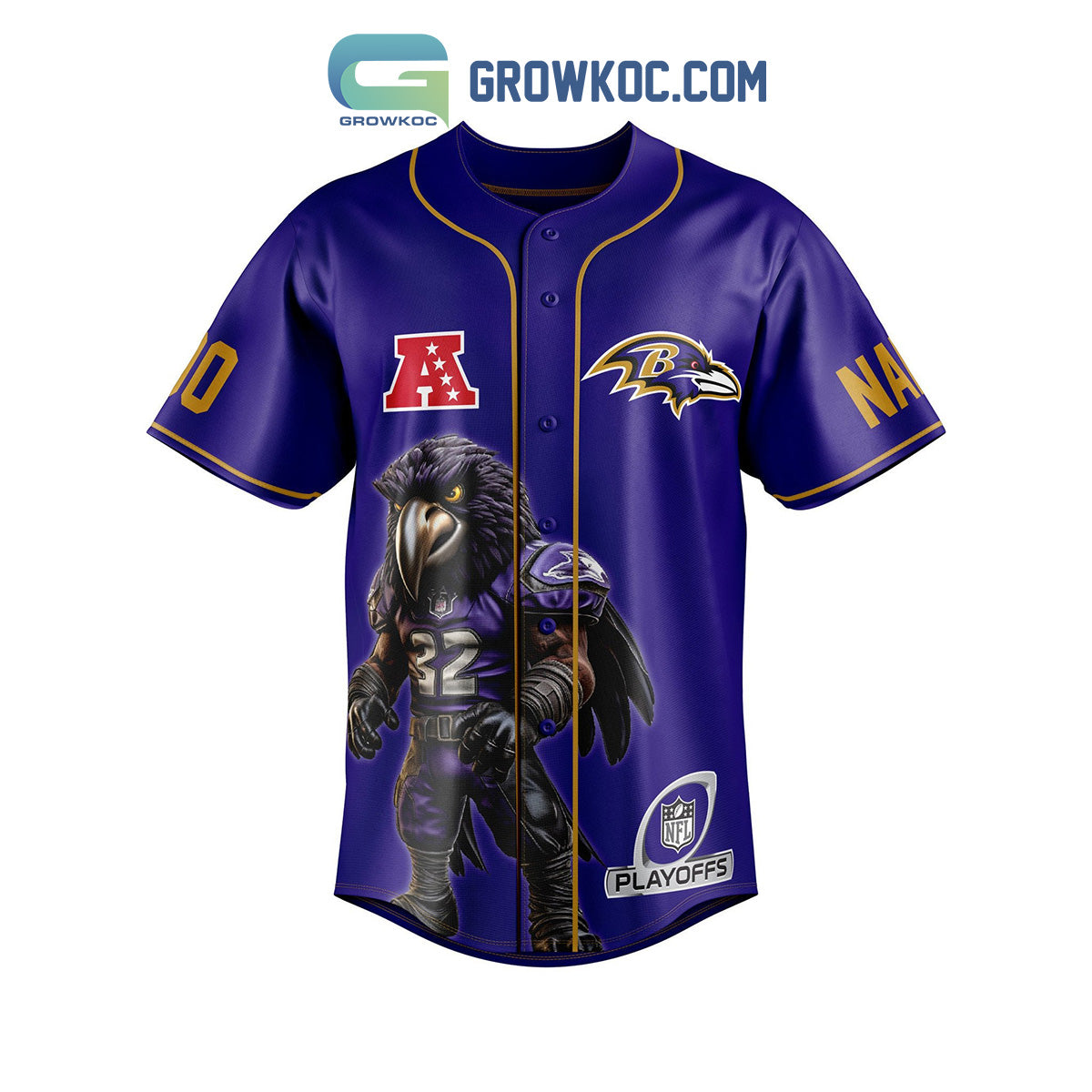 Baltimore Ravens AFC North Champions Personalized Baseball Jersey