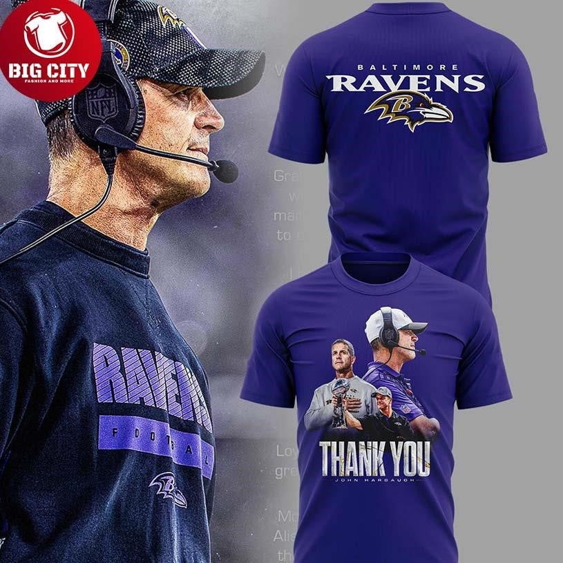 Baltimore Ravens Coach Harbaugh Thank You For Everything 2026 Two Sided Shirt