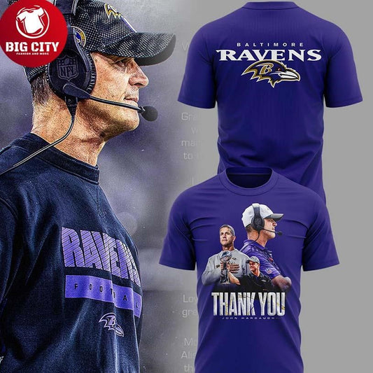 Baltimore Ravens Coach Harbaugh Thank You For Everything 2026 Two Sided Shirt