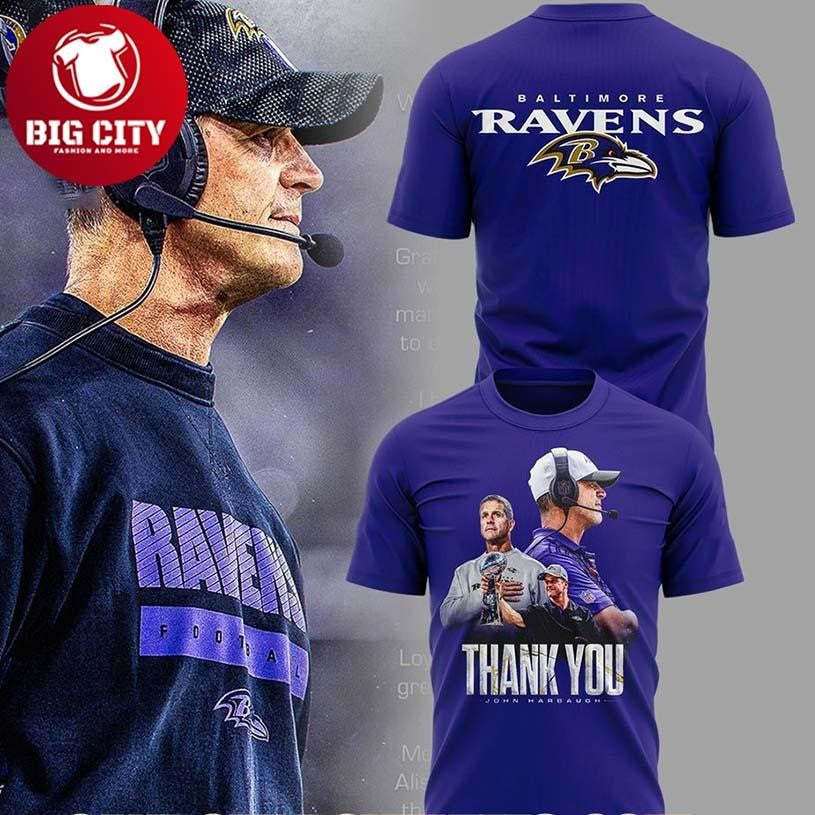 Baltimore Ravens Thank you Coach Harbaugh Two Sided Shirt