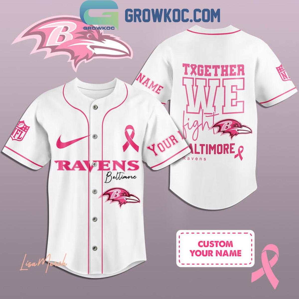 Baltimore Ravens Together We Fight Breast Cancer Personalized Baseball Jersey