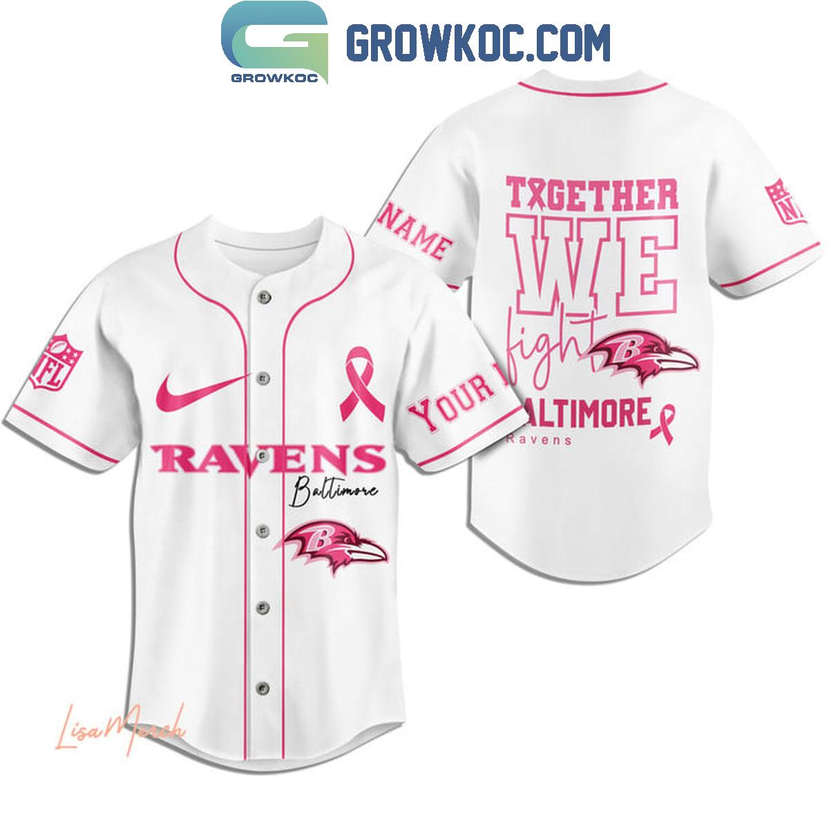 Baltimore Ravens Together We Fight Breast Cancer Personalized Baseball Jersey