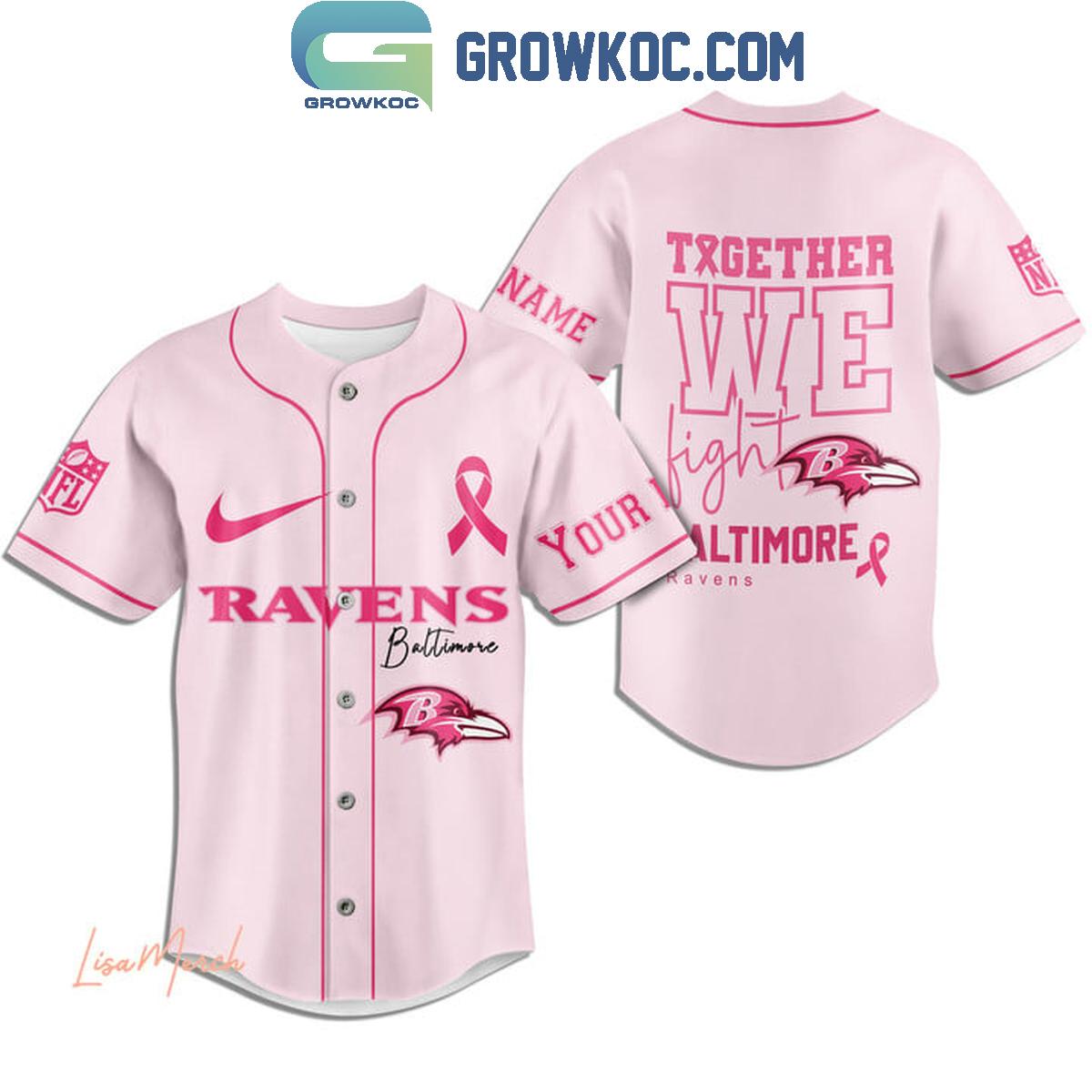 Baltimore Ravens Together We Fight Breast Cancer Personalized Baseball Jersey