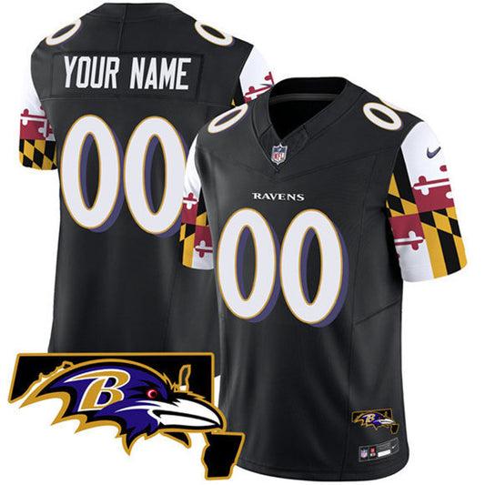 Baltimore Ravens Active Player Custom Black 2025 F.U.S.E. Maryland Flag V2 Vapor