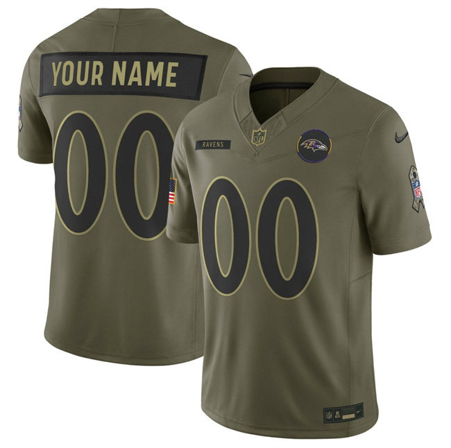 Baltimore Ravens Active Player Custom Olive 2025 F.U.S.E. Salute to Service Style 1