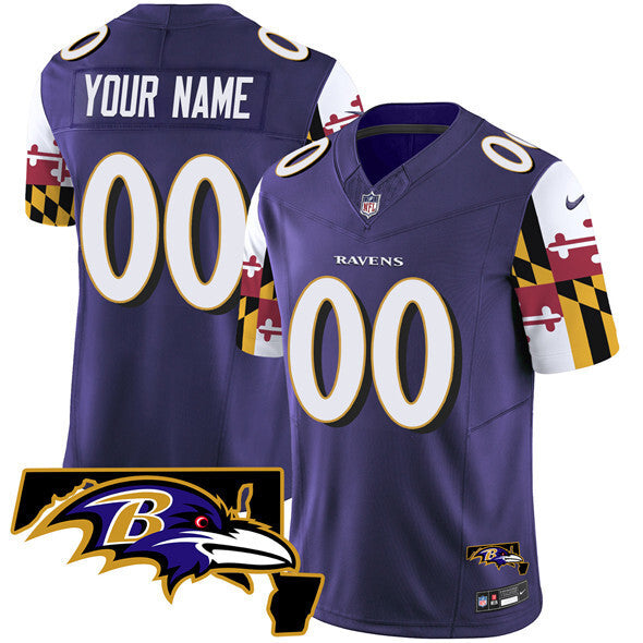 Baltimore Ravens Active Player Custom Purple 2025 F.U.S.E. Maryland Flag V2 Vapor