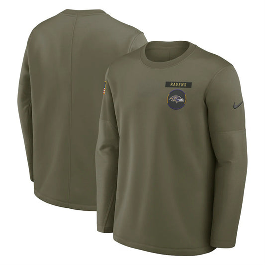 Baltimore Ravens Olive 2025 Salute to Service Sideline Coaches Therma-FIT Long