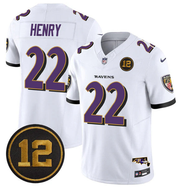 Baltimore Ravens #22 Derrick Henry White 2025 F.U.S.E. Jacoby Jones Patch