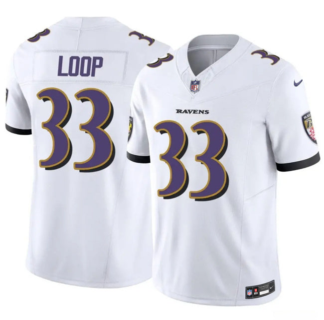 Baltimore Ravens #33 Tyler Loop White 2025 F.U.S.E. Vapor Limited Football Jersey