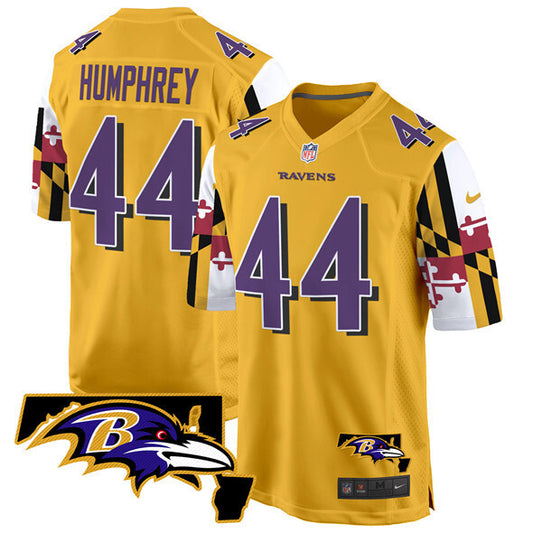 Baltimore Ravens #44 Marlon Humphrey Gold 2025 Maryland Flag Vapor Limited