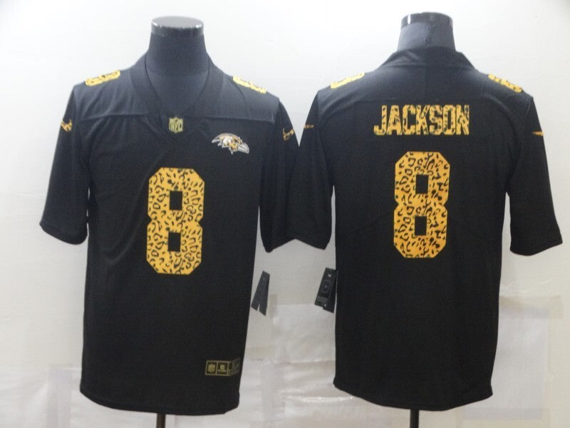 Baltimore Ravens #8 Lamar Jackson Black Leopard Print 147
