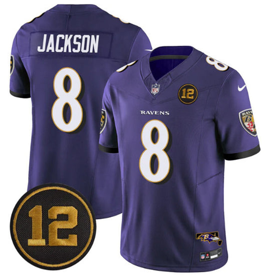 Baltimore Ravens #8 Lamar Jackson Purple 2025 F.U.S.E. Jacoby Jones Patch