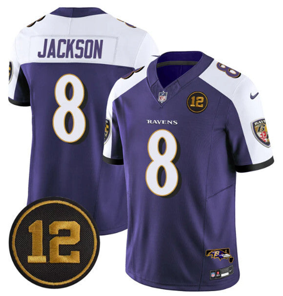 Baltimore Ravens #8 Lamar Jackson Purple Alternate 2025 F.U.S.E. Jacoby Jones