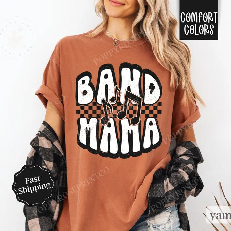 Band Mama Shirt Comfort Colors, Retro Gameday Tshirt, Womens Band Tee, Womenswear Oversized Crewneck Hoodie, Sweatshirt