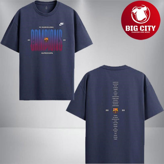 Barcelona FC Winners Supercup Supercopa Champions 2026 Two Sided Shirt