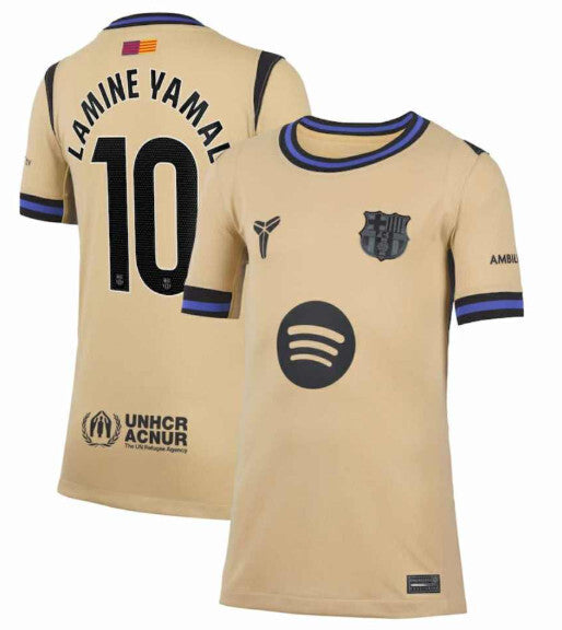 Barcelona #10 Lamine Yamal Gold 2025 26 Away Soccer Jersey