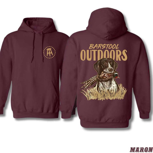 Barstool Outdoors Hoodie - Country boy clothing, Hunting Dog Design, Perfect for Outdoor Adventures, Comfortable and...