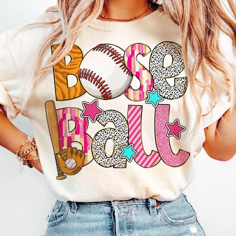 Baseball Bow Coquette Baseball T-Shirt, Brushstroke Baseball Coquette T-Shirt, Game Day Baseball T-Shirt, Baseball Mama...