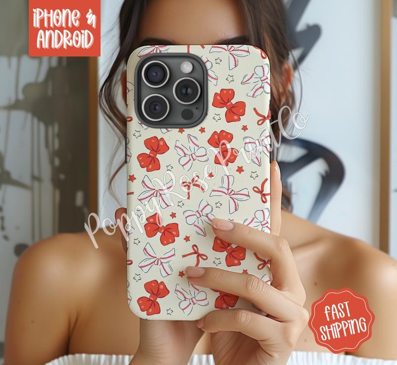 Baseball Bow Phone Case Mag Safe Compatible Magnetic Tough Cases T-Shirts, Hoodie, Sweatshirt | WearSparks.com