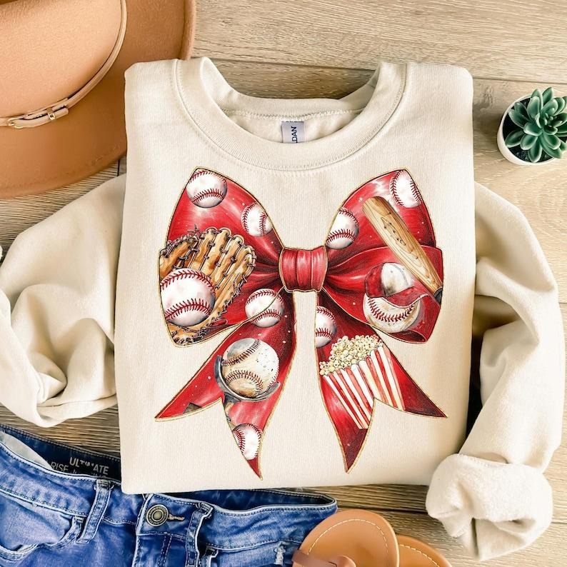 Baseball Coquette Bow Game Day Mom ,Baseball Mama  Sweatshirt Classic T-Shirts, Hoodie | WearSparks.com