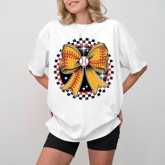 Baseball Game Day Bow T-shirt, Unisex Cotton Made in USA Hoodie, Sweatshirt | WearSparks.com