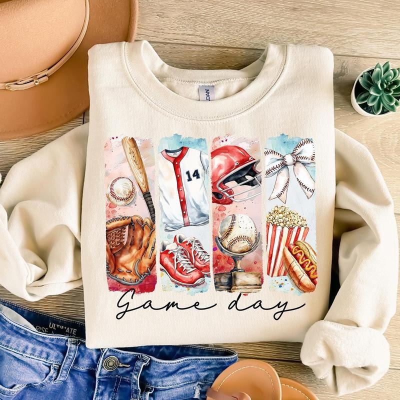 Baseball Game Day Sweatshirt, Game Day Baseball Coquette Sweater, Baseball Bow Shirt, Baseball Mama Tee, Baseball Mom...