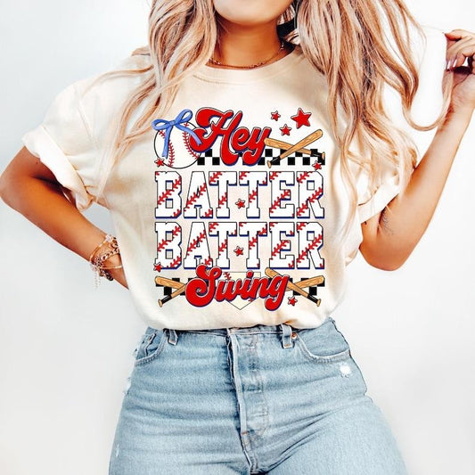 Baseball Hey Batter Batter Swing, Game Day, Coquette Baseball Mama, Funny Baseball Tshirt Hoodie, Sweatshirt | WearSparks.com